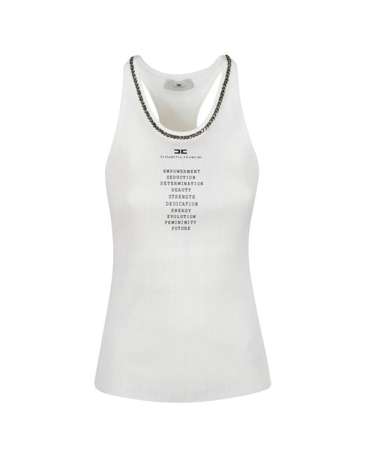 Elisabetta Franchi White Sleeveless Tops