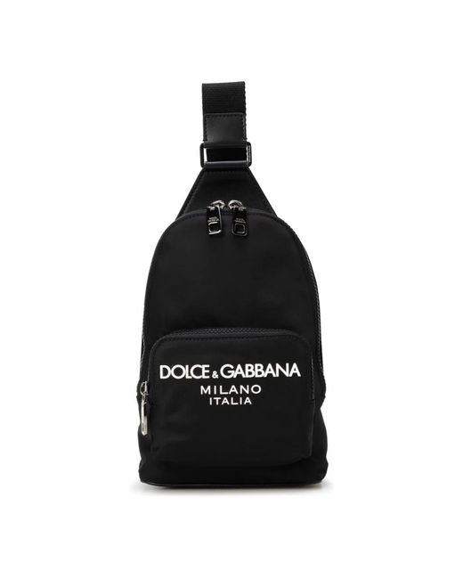 Zaino a spalla in nylon nero con logo di Dolce & Gabbana in Black da Uomo