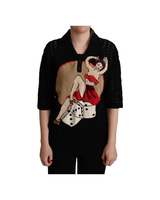 Dolce & Gabbana Black Round-Neck Strickwaren