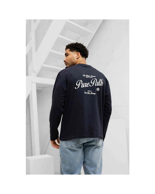 Pure Path Blue Long Sleeve Tops for men