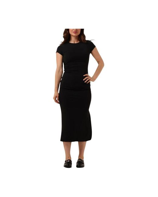 Calvin Klein Black Modal Detail Kleid Elegant Schwarz Midi