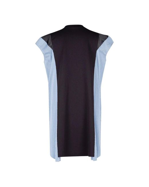 Sacai Blue Gestreiftes Baumwoll-Polyester-Panel-Kleid