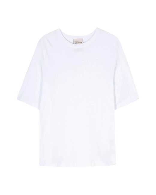 Semicouture White Weißes baumwoll-t-shirt mit logo-druck