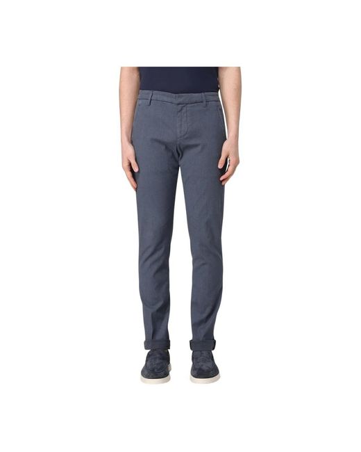 Dondup Blue Straight Trousers for men