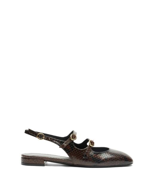 Stuart Weitzman Black Benni Mj Slingback, Loafer Und Flache Schuhe, , Mini Printed Python