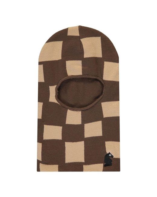 Market Karierte Gestrickte Sturmhaube Mit Frontstickerei in Brown für Herren