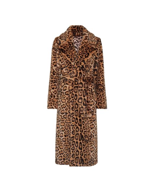 Philipp Plein Jassen ,Bruin ,Polyester Eco Mink Coat Long Leopard in het Brown