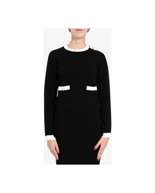 Round-Neck Knitwear di Kaos in Black
