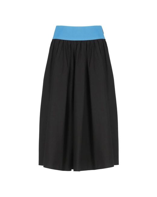 MSGM Black Schwarzer Baumwollrock Mit Elastischem Bund