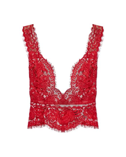 DSquared² Tops ,Rood ,Polyester Transparante Top Met Col in het Red
