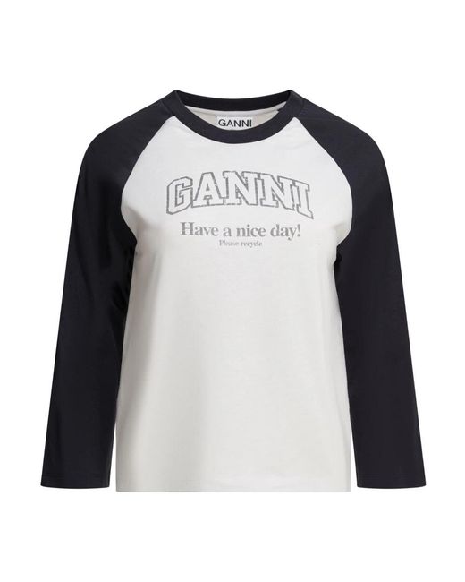 Ganni Black Long Sleeve Tops
