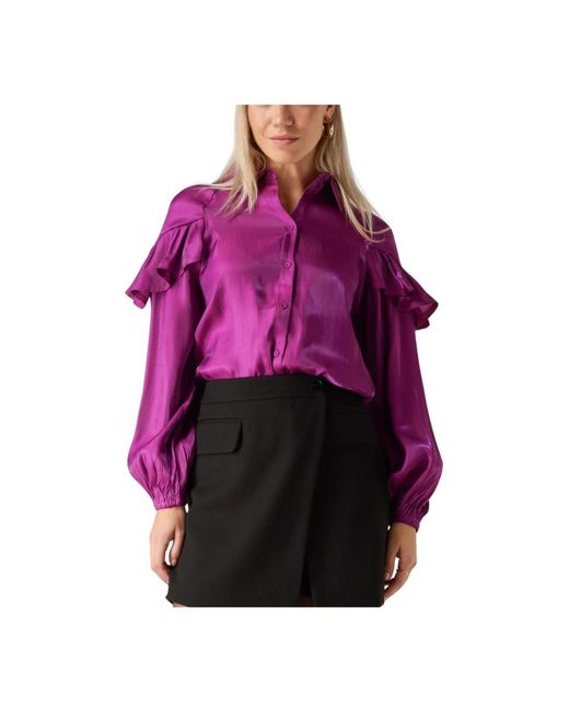 Jansen Amsterdam Overhemden ,Paars ,Polyester Blouse Bliss in het Purple
