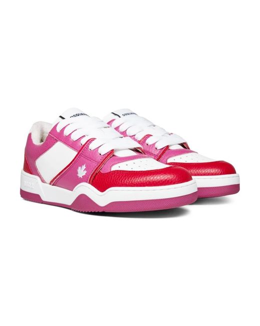 DSquared² Pink Spiker Leaf Logo Sneakers