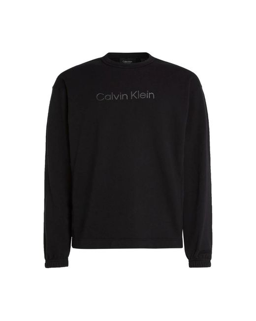 Maglione nero in cotone da di Calvin Klein in Black da Uomo