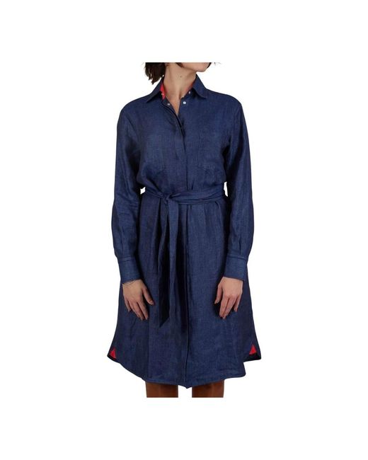 Kiton Button-Clip Linnen Overhemd in het Blue