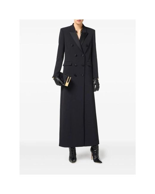 Elisabetta Franchi Black Schwarzer Taillierter Mantel