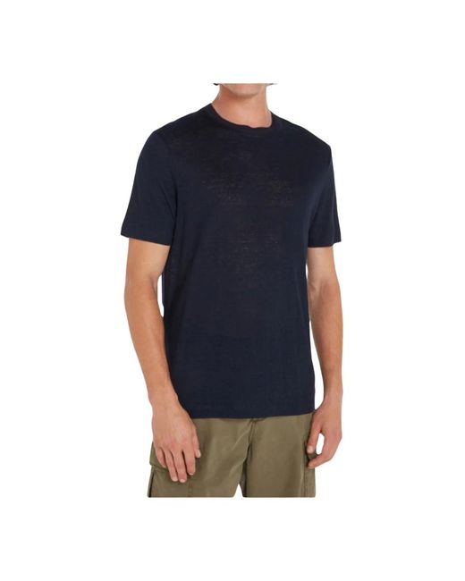 Tommy Hilfiger Leinen t-shirt mit kurzen ärmeln in Blue für Herren