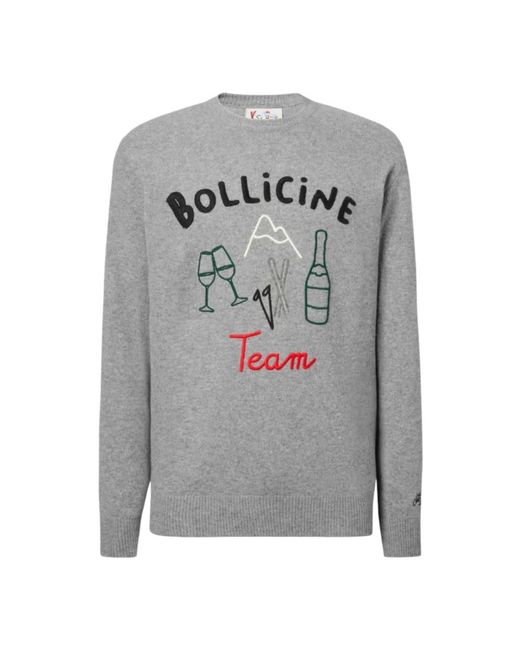 Mc2 Saint Barth Gray Round-Neck Knitwear for men