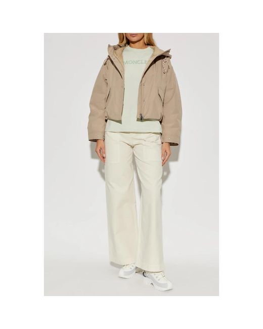 Moncler Eucalyptus Down Jacket With Hood in het Natural
