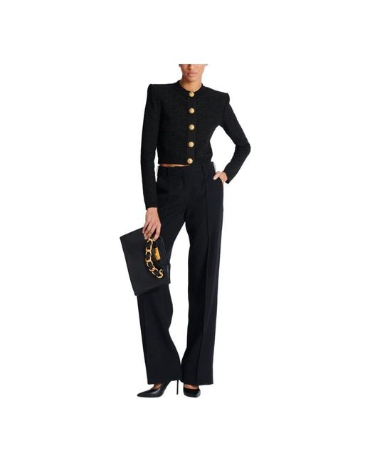 Balmain Black Clutch crewneck mit reißverschluss aus kalbsleder
