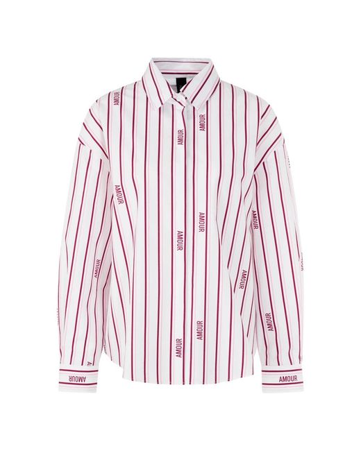 Marc Cain Overhemden ,Veelkleurig ,Katoen Gestreepte Blouse "Rethink Together" in het Red