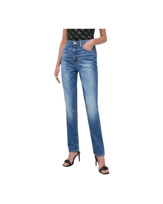 Mom stretch jeans - straight fit Guess de color Blue