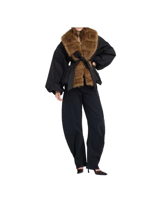ROTATE BIRGER CHRISTENSEN Brown Faux Fur & Shearling Jackets