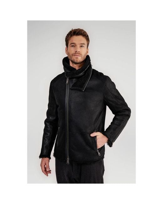 VESPUCCI by VSP Black Faux Fur & Shearling Jackets for men