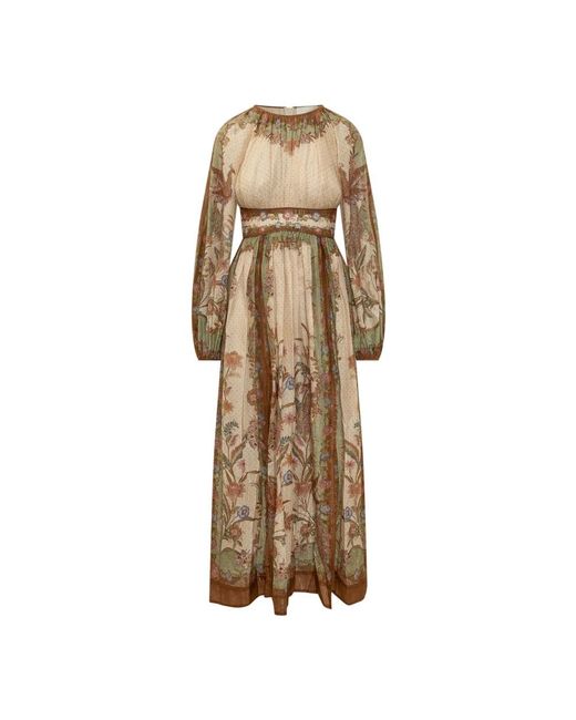 Zimmermann Indra Waisted Maxi Jurk in het Natural