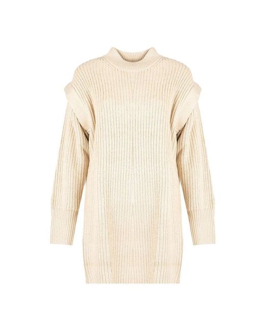 Silvian Heach Natural Bequemes strick-midi-kleid