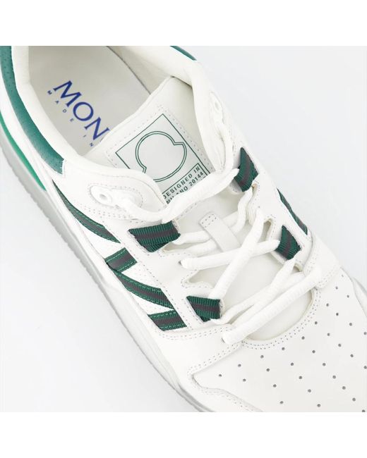 Moncler Leder-sneaker mit schnürverschluss in White für Herren