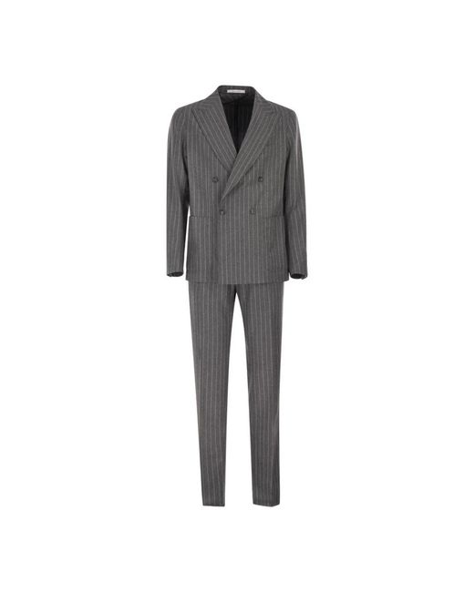 Tagliatore Gray Double Breasted Suits for men