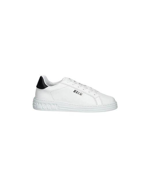 MSGM White Plateau-Ledersneaker