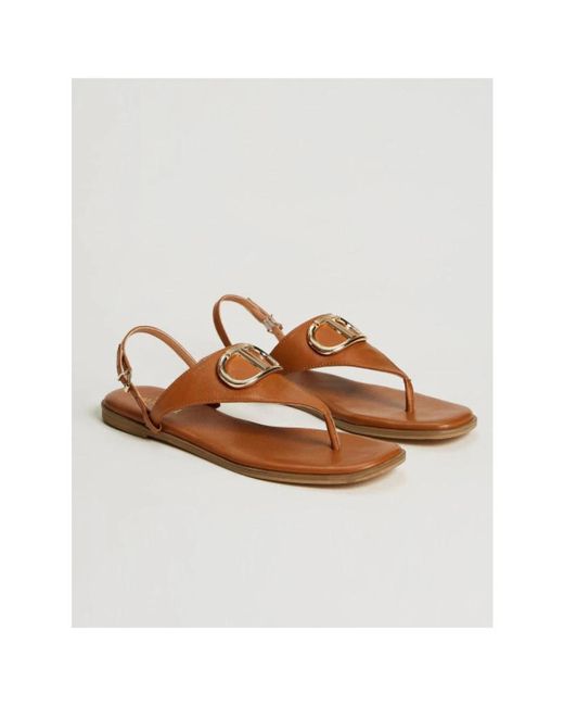 Twinset Brown Flat Sandals