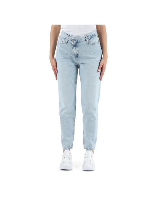 Mom fit jeans con cierre descentralizado Calvin Klein de color Blue