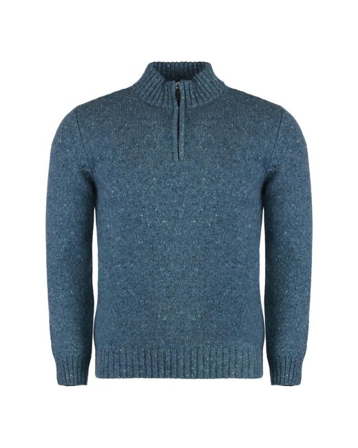 Moorer Truien & Vesten ,Blauw ,Wol Heather Wool Blend Turtleneck Sweater in het Blue voor heren