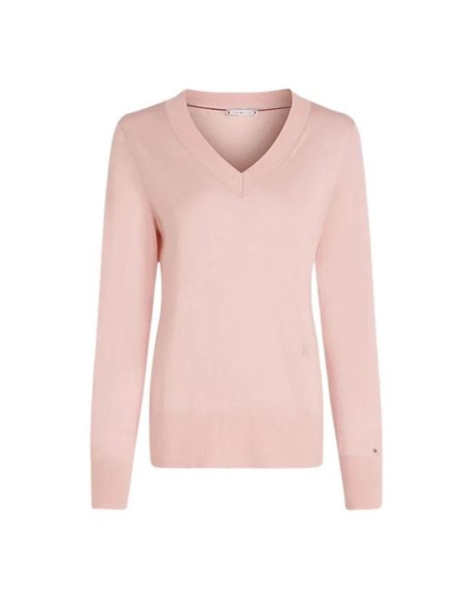 Tommy Hilfiger Pink V-Neck Knitwear