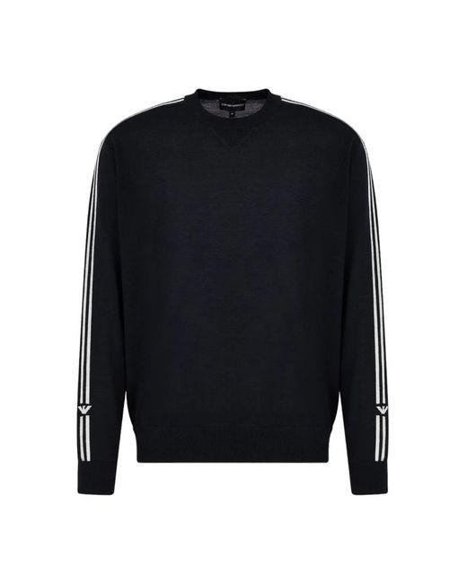 Emporio Armani Blue Round-Neck Knitwear for men