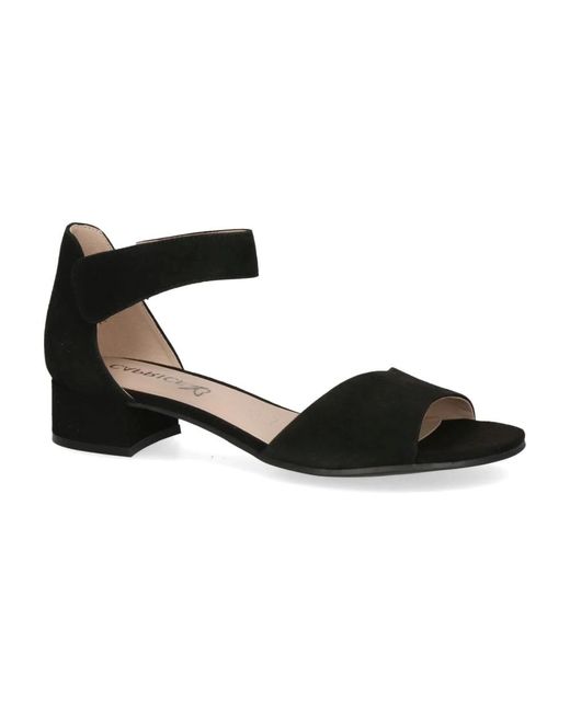 Caprice Black High Heel Sandals