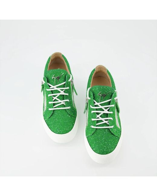 Giuseppe Zanotti Green Grüne glitzer leder high-top sneakers