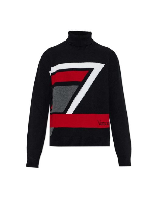 Versace Wollrollkragenpullover in Black für Herren