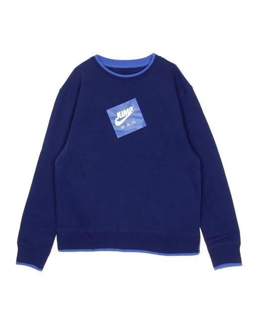 Nike Fitness ,Blauw ,Katoen Sweatshirt Met Ronde Hals En Jumpman-Print in het Blue voor heren