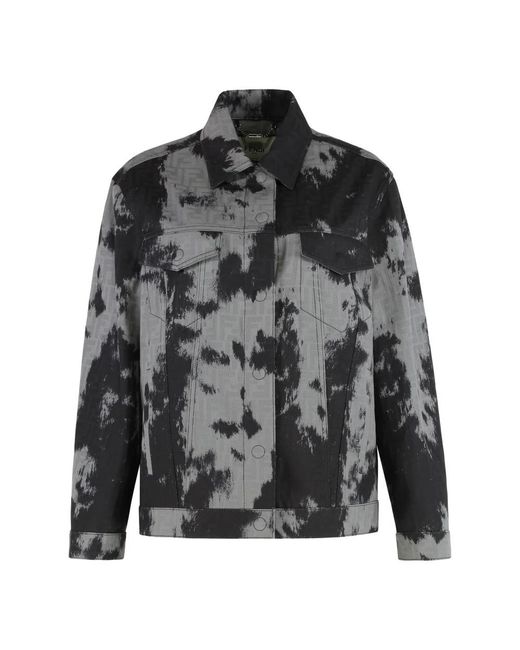 Fendi Jassen ,Veelkleurig ,Denim Denim Jacket Ff in het Gray