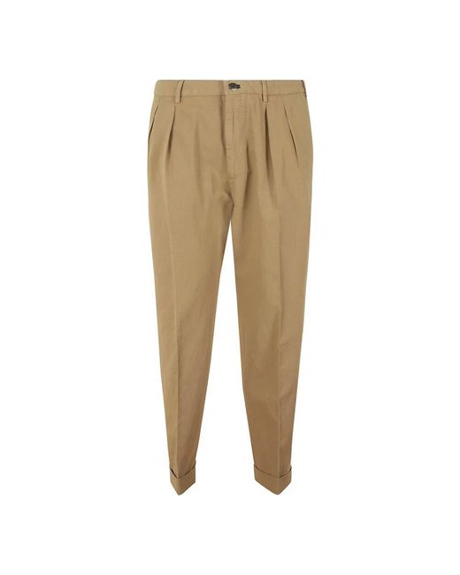Incotex Kamel leinen baumwollhose doppelfalten in Natural für Herren