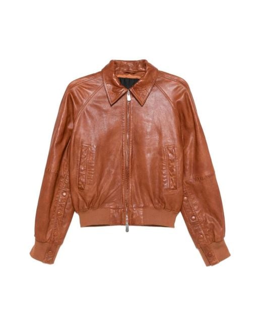 Pinko Brown Leather Jackets