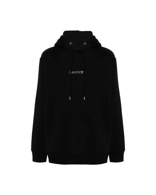 Lanvin Schwarzer bestickter oversized hoodie in Black für Herren