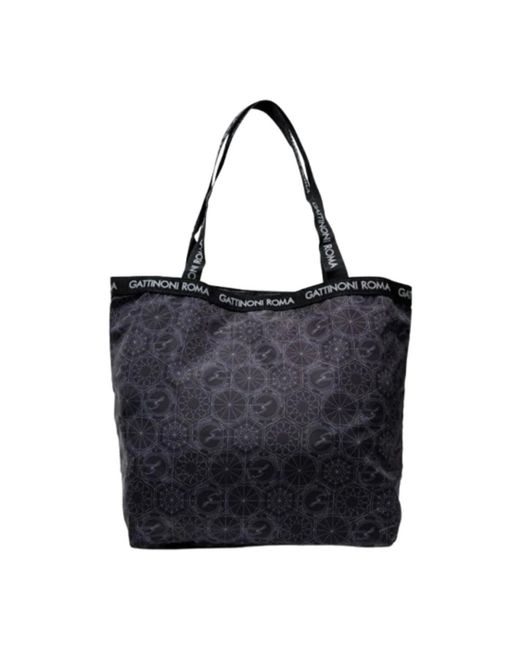 Gattinoni Blue Stilvolle Nylon Shopper Tasche