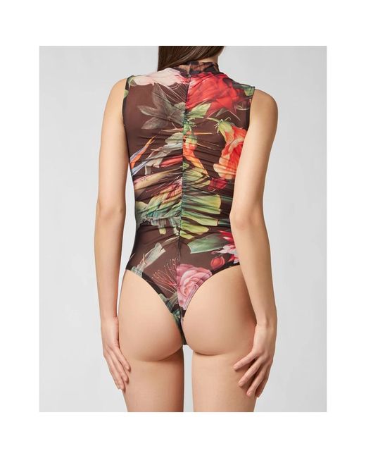 Philipp Plein Tops ,Veelkleurig ,Polyester Body Flowers in het Gray
