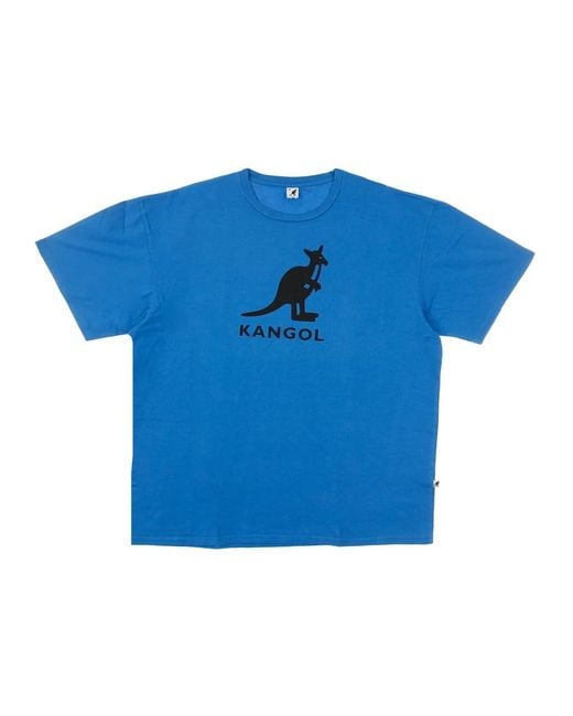 Kangol Tops ,Blauw ,Katoen Blauw/Zwart T-Shirt Oversized Pasvorm in het Blue voor heren