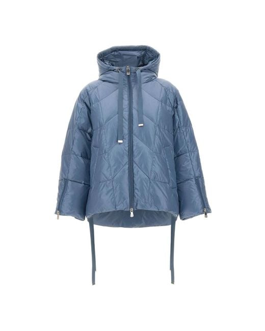 Elena Miro Hooded Puffer Jacket in het Blue